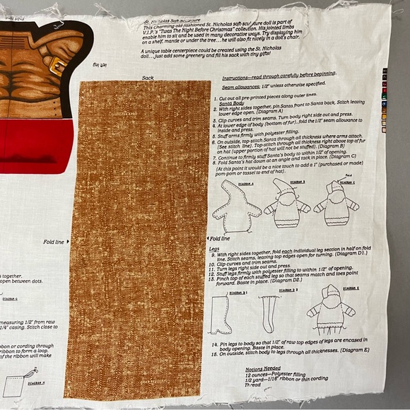 Vintage Santa Doll Cut and Sew Christmas Fabric Panel DIY Gift Sewing Craft #K12 - Picture 6 of 13